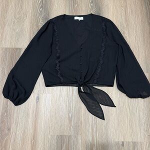 WAYF black lace trim blouse Medium
